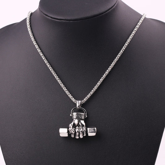 Gym dumbbell necklace