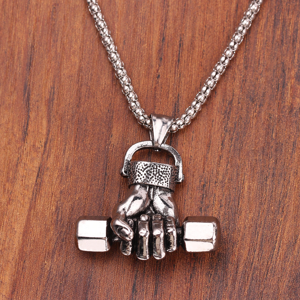 Gym dumbbell necklace