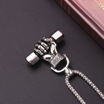 Gym dumbbell necklace