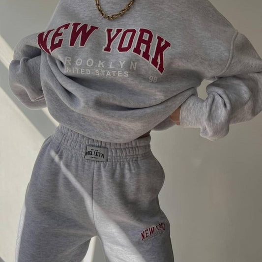 Padded Sweater Long-sleeved Pants Set