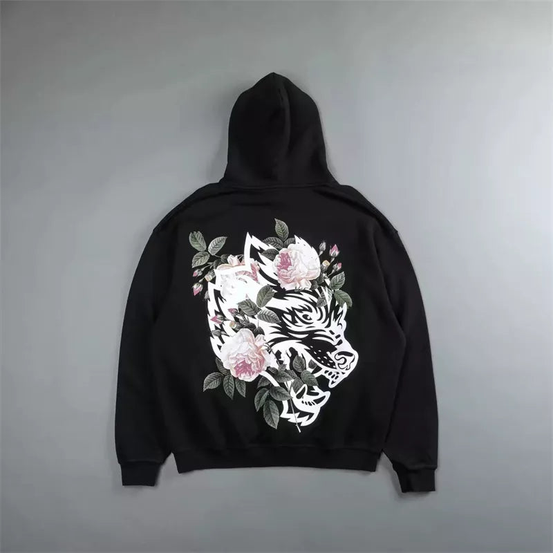 Darc Wolves Rose print hoodie