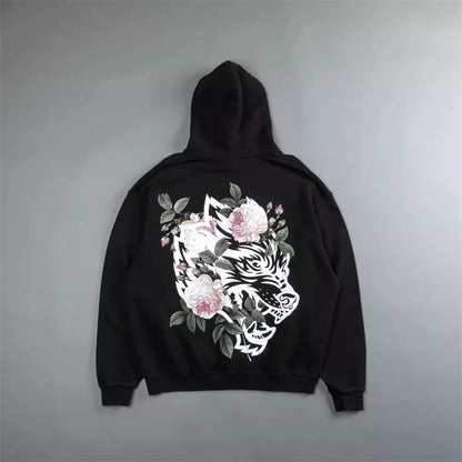 Darc Wolves Rose print hoodie