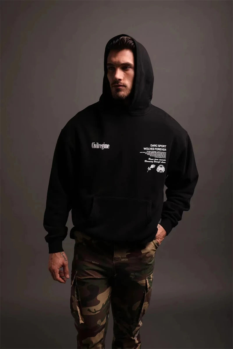 Darc Wolves Rose print hoodie