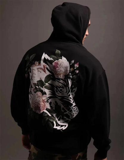 Darc Wolves Rose print hoodie