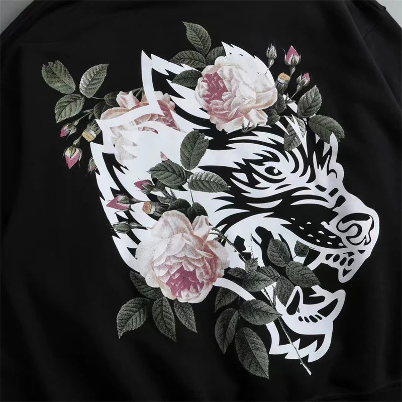 Darc Wolves Rose print hoodie